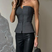 Aeliana Top | Schouderloze Dames Top met Flatterende Pasvorm en Luchtig Materiaal