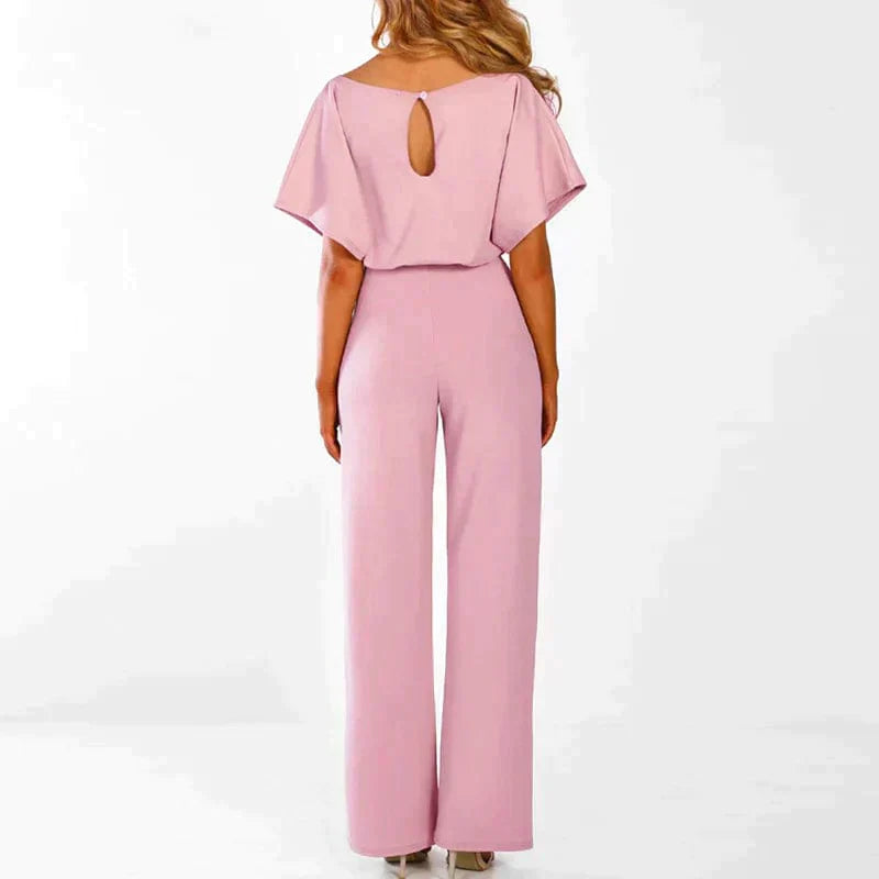 Adriana Jumpsuit | Elegante Dames Jumpsuit met Brede Pijpen en Vetersluiting