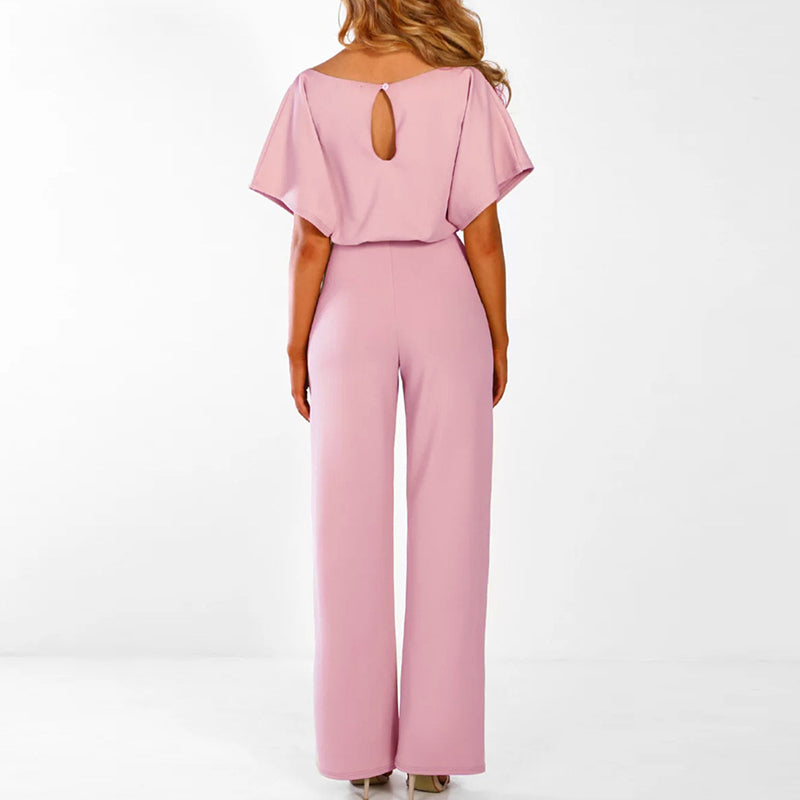 Giulia elegante jumpsuit dames – chique wide leg jumpsuit met lace-up taille