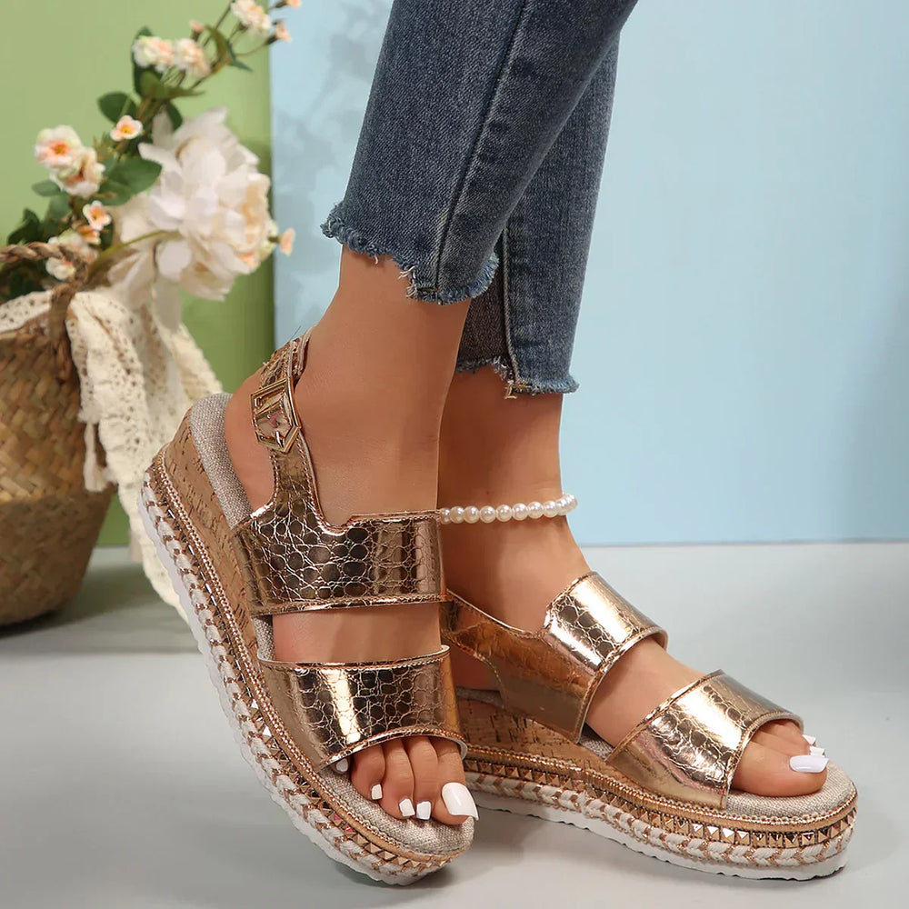 Abeni Sandalen | Gouden Dames Sandalen met Ergonomisch Voetbed en Elegant Design