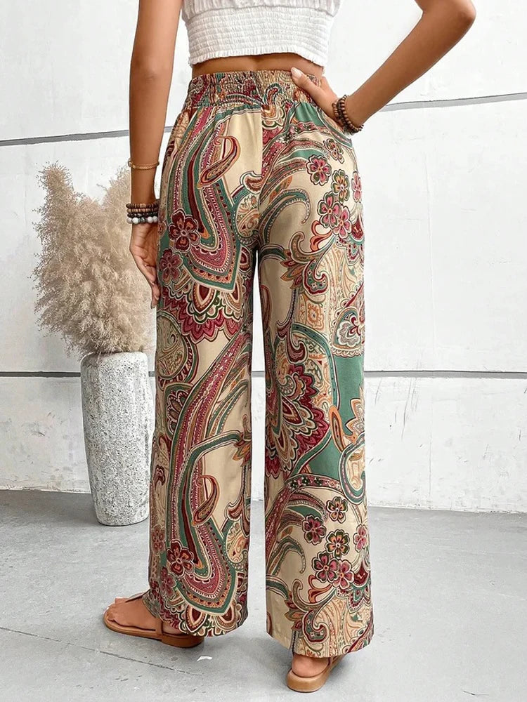 Adelle Broek | Boho Broek met Etnische Print en Wijde Pijpen