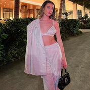 KatesSuit | Stijlvol Damespak met Glitters – Blazer, Top en Broek als Set of Los Verkrijgbaar