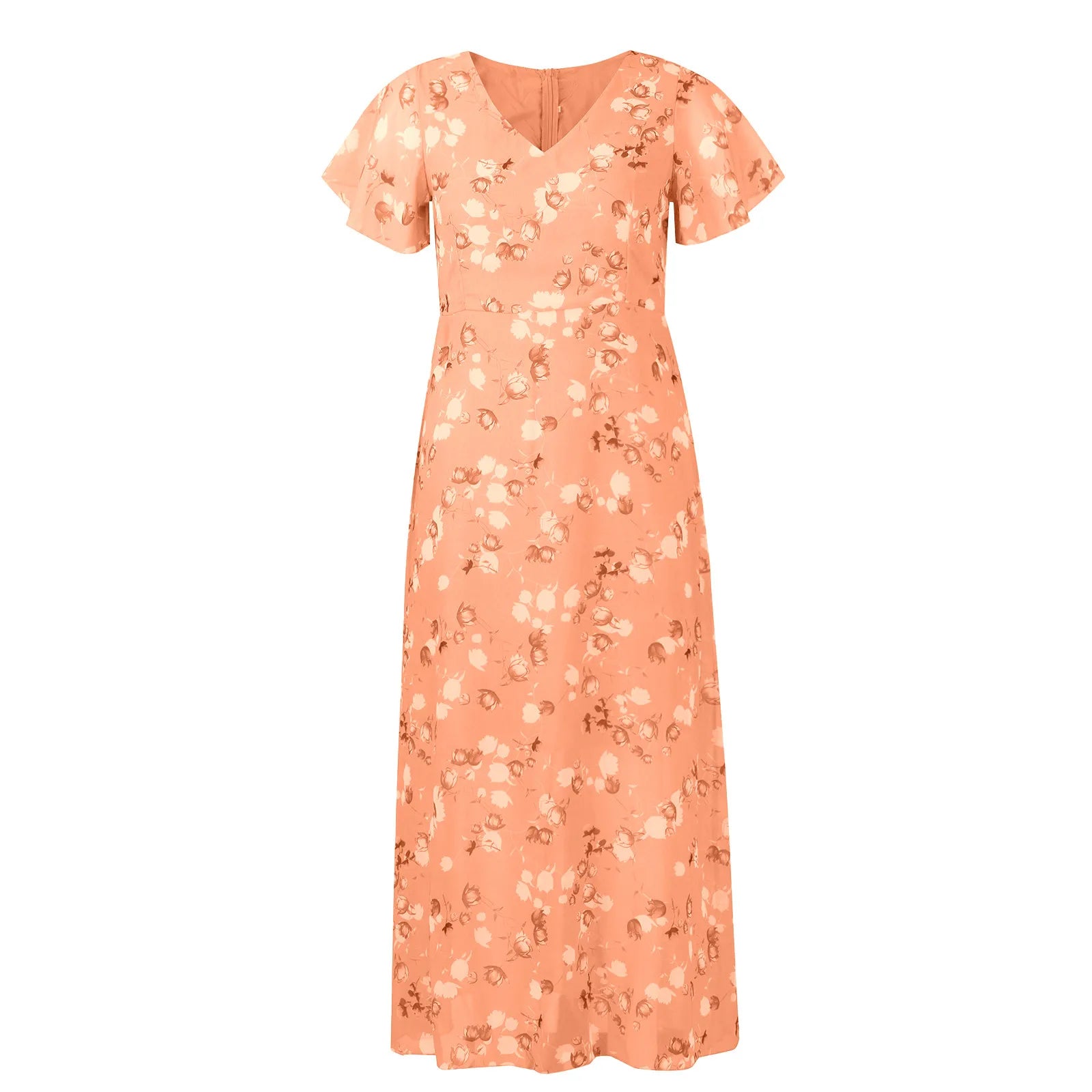 Giulia Jurk | Bloemen Maxi-Jurk met Vlindermouwen en Elegante V-Hals