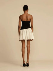 Blair Dress | Strapless Gebreide en Linnen look Jurk met Getailleerde Pasvorm