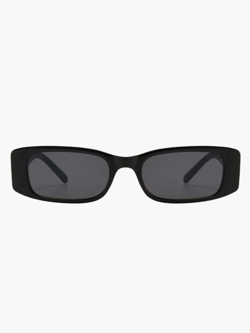 Smalle Zonnebril Dames met Zwart Montuur en Gouden Detail en UV400 - Zwart - Maelen