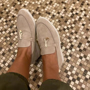 Loafers Dames Suède met Kwastje en Platte Zool - Zwart / Grijs / Bruin - Maelen