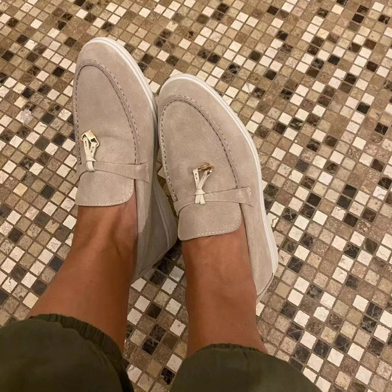 Loafers Dames Suède met Kwastje en Platte Zool - Zwart / Grijs / Bruin - Maelen