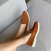 Loafers Dames Suède met Kwastje en Platte Zool - Zwart / Grijs / Bruin - Maelen