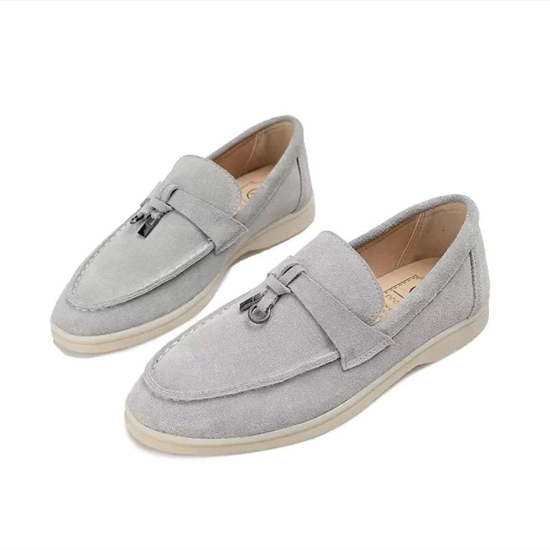 Loafers Dames Suède met Kwastje en Platte Zool - Zwart / Grijs / Bruin - Maelen