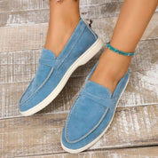 Loafers Dames Suède met Verhoogde Blokhak en Instapmodel - Khaki / Zwart / Grijs - Maelen