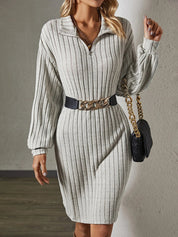 Lina Jurk | Dames Gebreide Jurk met Losse Pasvorm in Tijdloos Grijs