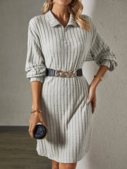 Lina Jurk | Dames Gebreide Jurk met Losse Pasvorm in Tijdloos Grijs