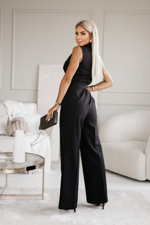 Dames Jumpsuit Mouwloos Blazer Look V-hals Wide Leg Elegant Casual - Wit / Zwart / Khaki - Maelen