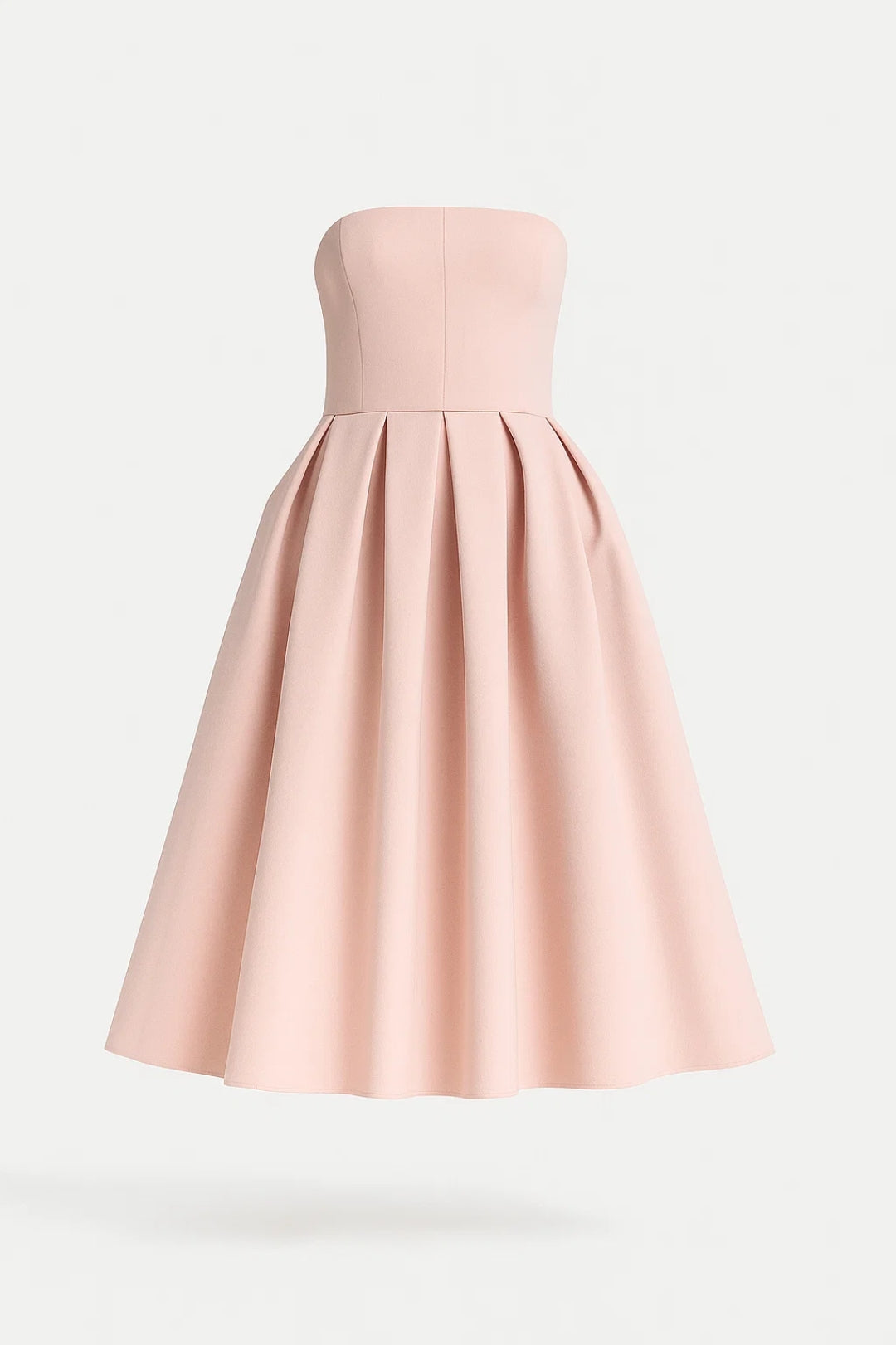 Strapless Midi Jurk met Uitlopende Rok Dames - Lichtroze / Zwart / Lichtgroen - Maelen