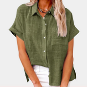Luchtige Blouse Dames Katoen Linnen | Loose Fit Zomertop – Bella Serena