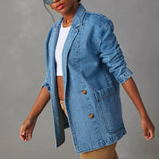 Abegonda Blazer | Denim Blazer met Klassieke Snit en Moderne Casual Elegantie