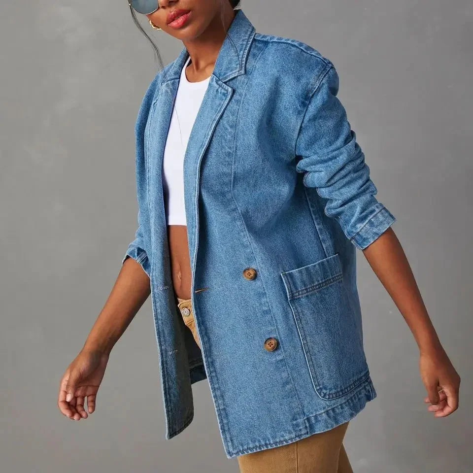Abegonda Blazer | Denim Blazer met Klassieke Snit en Moderne Casual Elegantie
