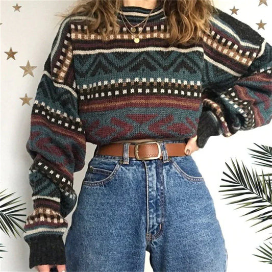 Alessia Trui | Klassieke Herfsttrui met Vintage Look en Comfortabele Pasvorm