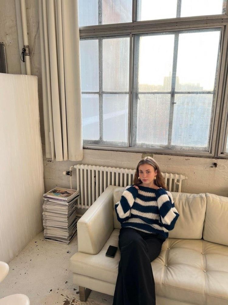 Lucia Oversized dames trui met ronde hals – comfortabele gebreide trui met lange mouwen