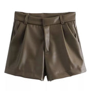 Angel Short | Hoog Getailleerde PU-Leren Dames Short met Retro Vibes