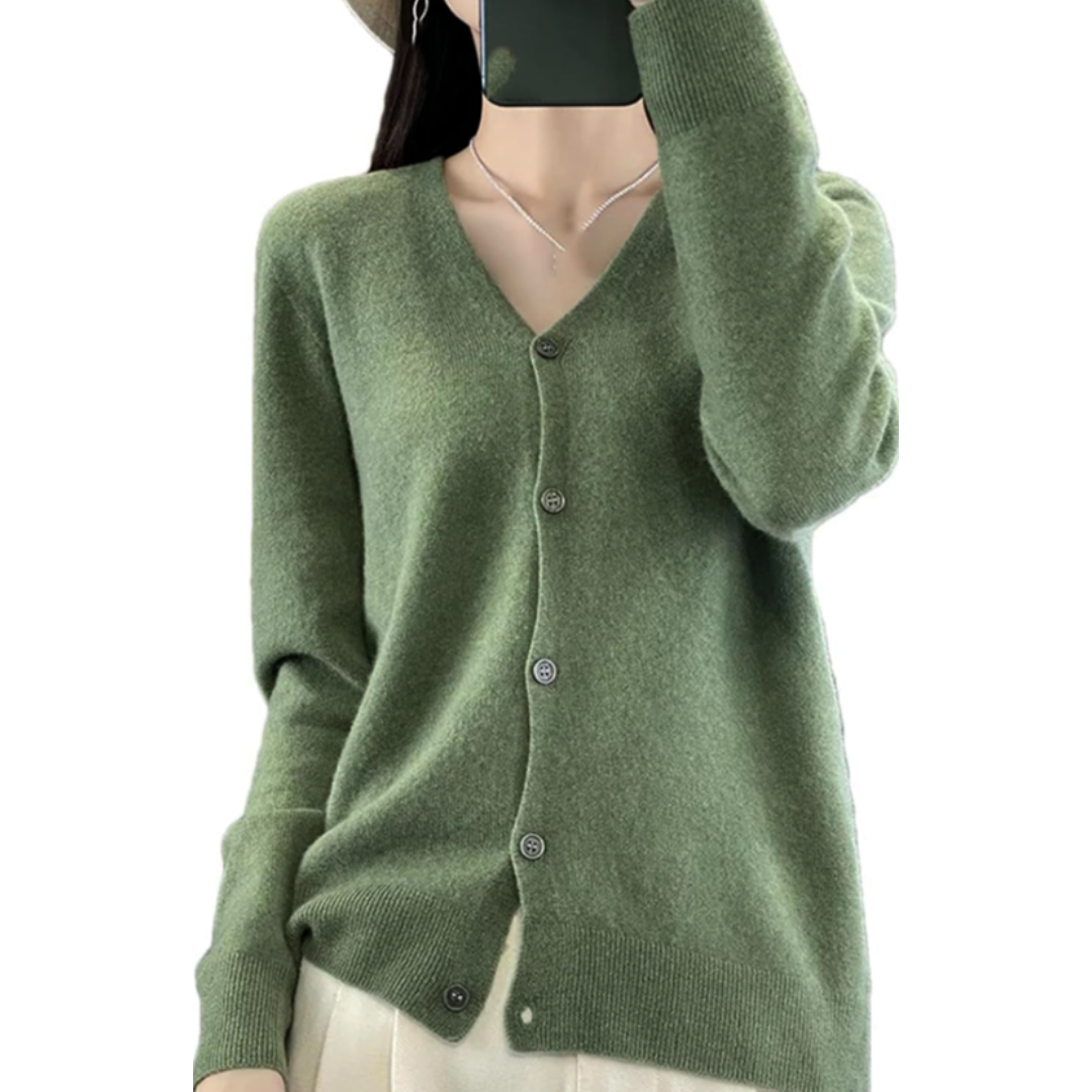 Elisa Vest | Dames Cardigan met V-Hals en Losse, Elegante Pasvorm