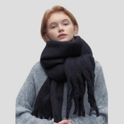 Luciana Dames kwastjessjaal – stijlvolle lange sjaal met franjes en zachte stof