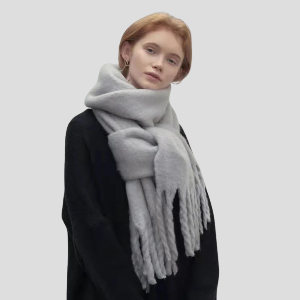Luciana Dames kwastjessjaal – stijlvolle lange sjaal met franjes en zachte stof
