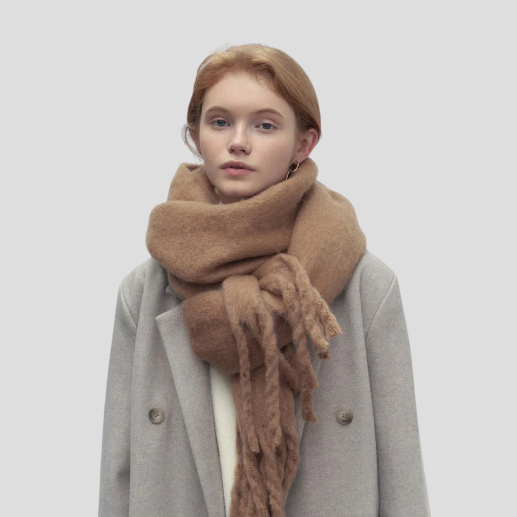 Luciana Dames kwastjessjaal – stijlvolle lange sjaal met franjes en zachte stof