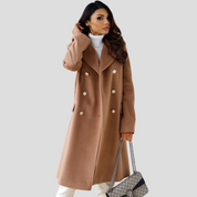 Gabriella Dames dubbelrijige winterjas – elegante wolmix jas met klassieke revers