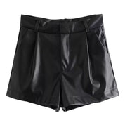 Angel Short | Hoog Getailleerde PU-Leren Dames Short met Retro Vibes