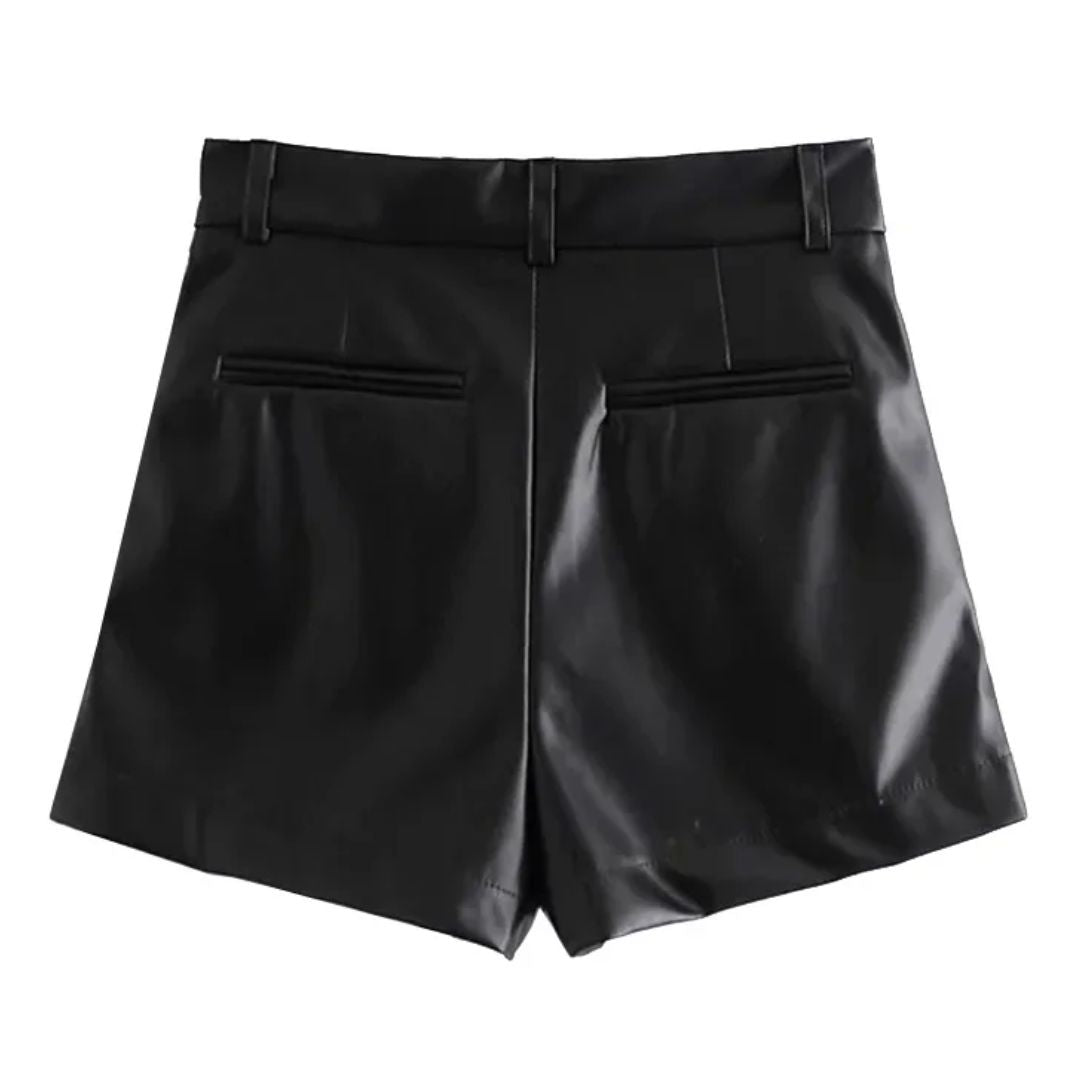 Angel Short | Hoog Getailleerde PU-Leren Dames Short met Retro Vibes
