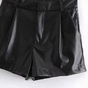 Angel Short | Hoog Getailleerde PU-Leren Dames Short met Retro Vibes