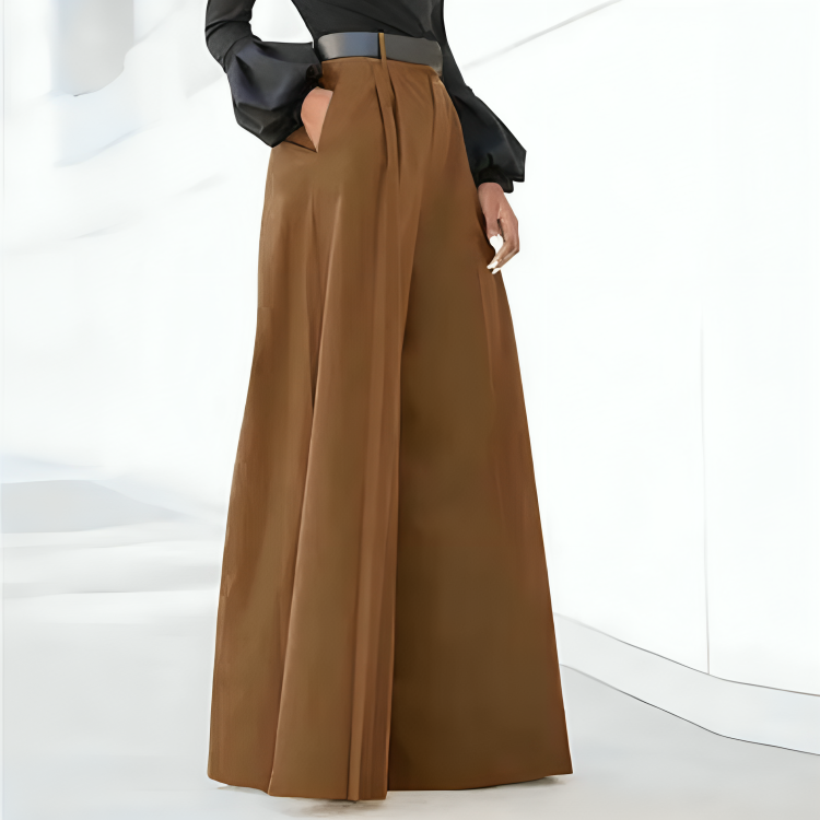 Francesca Wide Leg Broek | Dames Hoge Taille Broek met Wijde Pijpen en Plooien