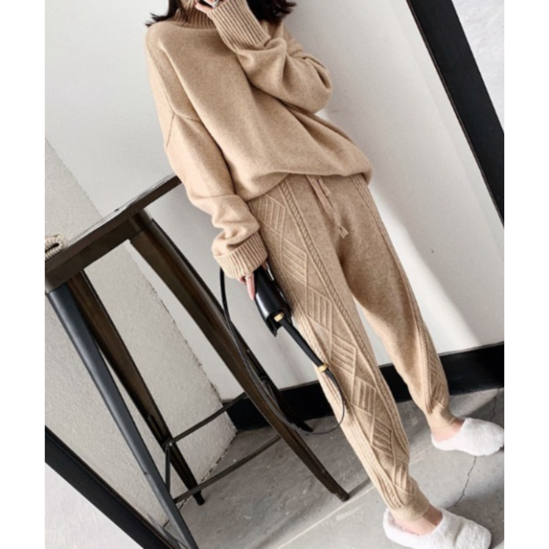 Carina Joggingbroek | Dames Loungewear Broek met Hoge Taille en Rechte Pijpen