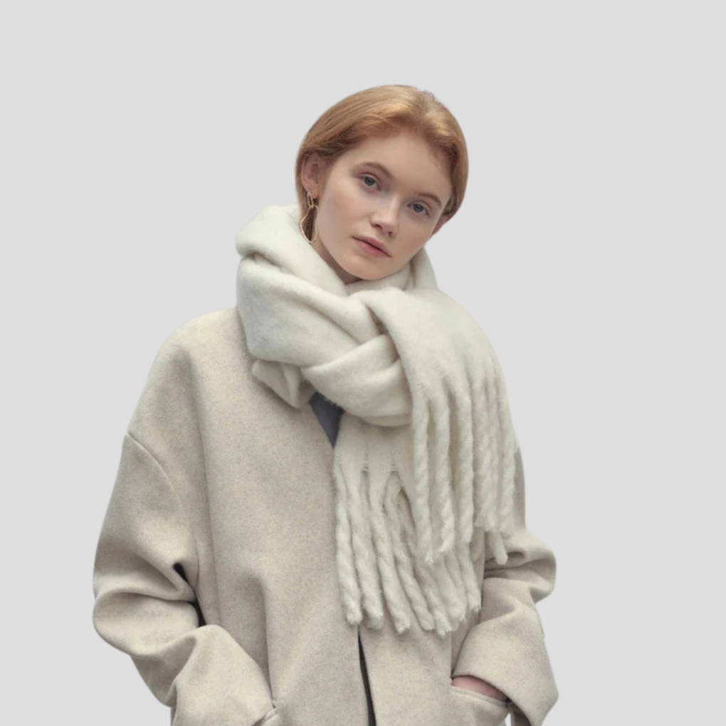 Luciana Dames kwastjessjaal – stijlvolle lange sjaal met franjes en zachte stof