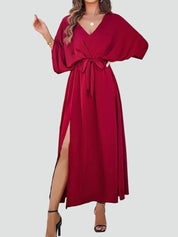 Maxi Wikkeljurk Dames met Ceintuur en V-hals, Elegant voor Bruiloft en Feest - Nicoletta Ricci