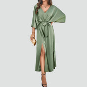 Maxi Wikkeljurk Dames met Ceintuur en V-hals, Elegant voor Bruiloft en Feest - Nicoletta Ricci