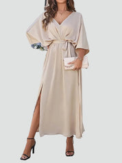 Maxi Wikkeljurk Dames met Ceintuur en V-hals, Elegant voor Bruiloft en Feest - Nicoletta Ricci