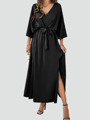 Maxi Wikkeljurk Dames met Ceintuur en V-hals, Elegant voor Bruiloft en Feest - Nicoletta Ricci