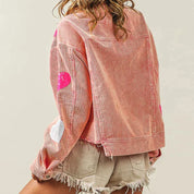 Alessandra Bomberjack | Corduroy Bomberjack met Paillettenhart en Ritssluiting