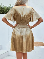 Alessia Romano  | Luxe V-hals A-lijn Jurk met Subtiele Glans