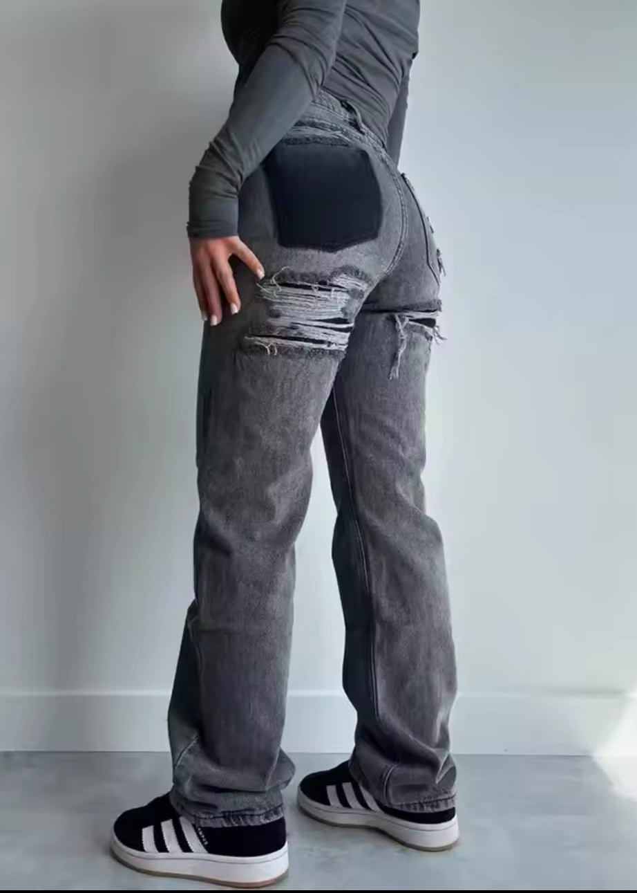 Vintage Ripped Jeans Dames met Uniek Patchwork Detail - Giulia Bellanova