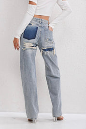 Vintage Ripped Jeans Dames met Uniek Patchwork Detail - Giulia Bellanova
