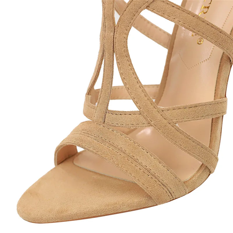 Bianca Elegance-Step Hakken | Gladiator Sandalen met 11 cm Hoge Hak en Open Neus Design
