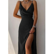 Dames Satijnen Slip Dress Spaghettibandjes V-hals Split Avond Elegant - Zwart / Rood / Groen - Maelen