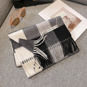 Isabella Luxe wollen sjaal dames – warme dambord wintersjaal van 100% wol