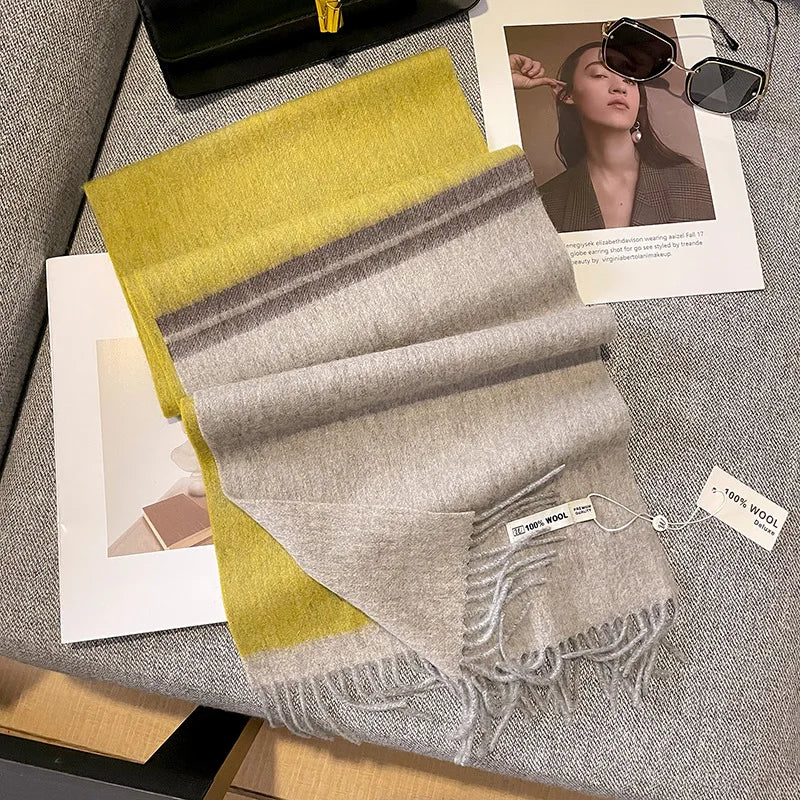 Isabella Luxe wollen sjaal dames – warme dambord wintersjaal van 100% wol