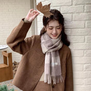 Isabella Luxe wollen sjaal dames – warme dambord wintersjaal van 100% wol