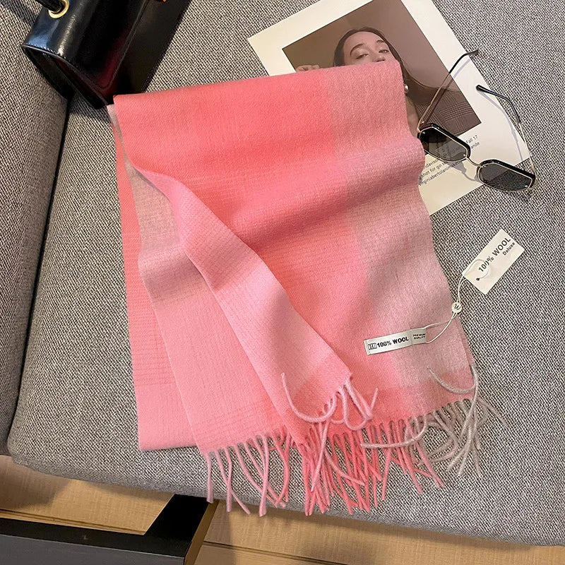 Isabella Luxe wollen sjaal dames – warme dambord wintersjaal van 100% wol