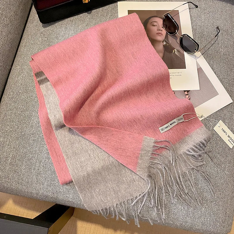 Isabella Luxe wollen sjaal dames – warme dambord wintersjaal van 100% wol